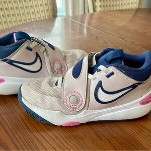 Nike Kids Pink and Navy Velcro Athletic Shoes size 1